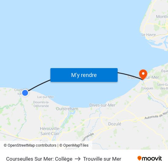 Courseulles Sur Mer: Collège to Trouville sur Mer map
