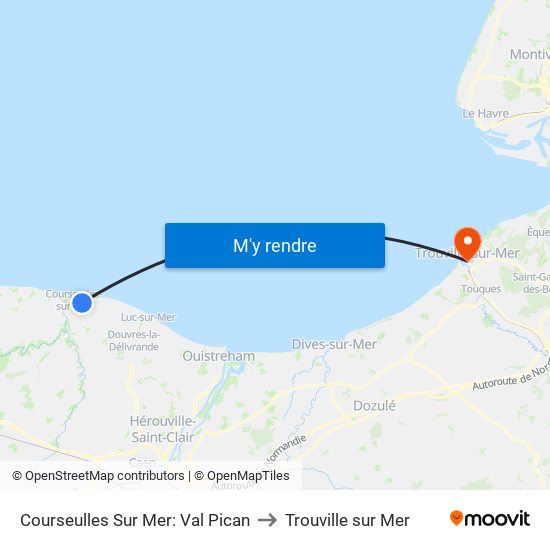 Courseulles Sur Mer: Val Pican to Trouville sur Mer map