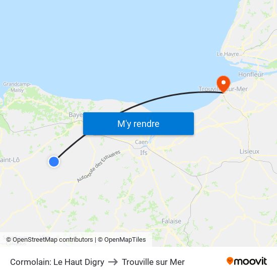 Cormolain: Le Haut Digry to Trouville sur Mer map