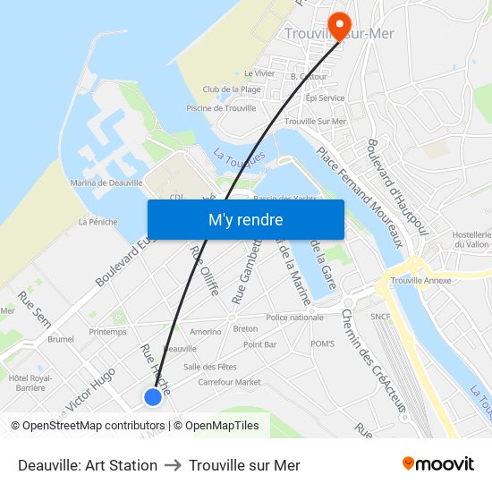 Deauville: Art Station to Trouville sur Mer map