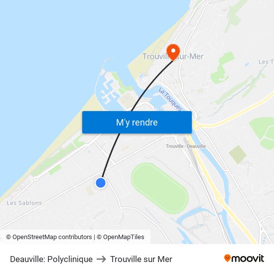 Deauville: Polyclinique to Trouville sur Mer map