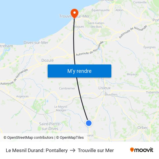 Le Mesnil Durand: Pontallery to Trouville sur Mer map