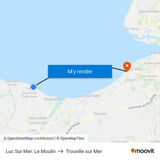 Luc Sur Mer: Le Moulin to Trouville sur Mer map