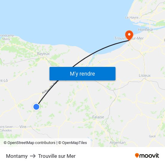 Montamy to Trouville sur Mer map