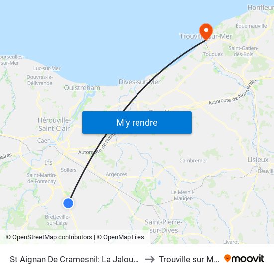 St Aignan De Cramesnil: La Jalousie to Trouville sur Mer map