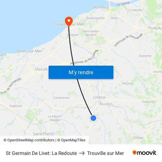 St Germain De Livet: La Redoute to Trouville sur Mer map