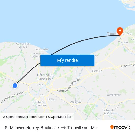 St Manvieu Norrey: Bouliesse to Trouville sur Mer map