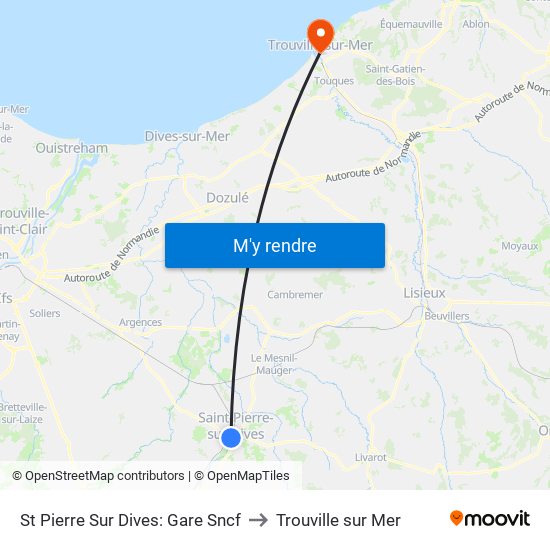 St Pierre Sur Dives: Gare Sncf to Trouville sur Mer map