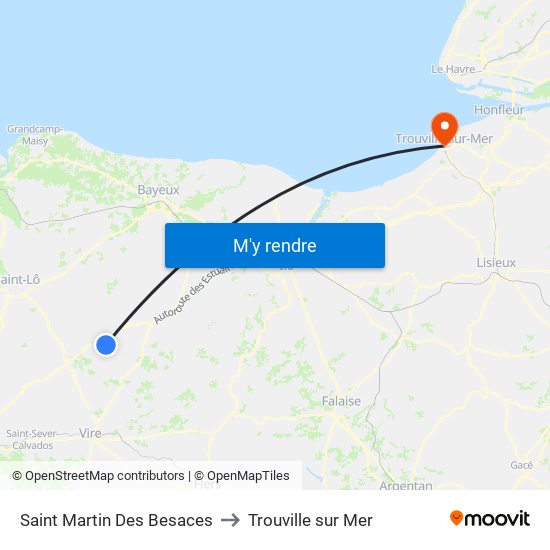 Saint Martin Des Besaces to Trouville sur Mer map