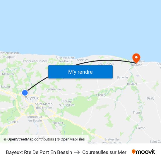 Bayeux: Rte De Port En Bessin to Courseulles sur Mer map