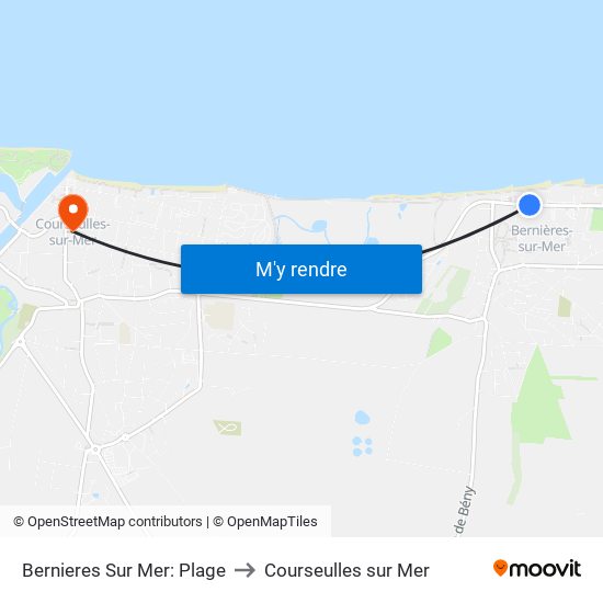 Bernieres Sur Mer: Plage to Courseulles sur Mer map