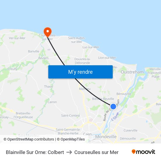 Blainville Sur Orne: Colbert to Courseulles sur Mer map