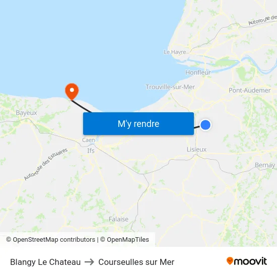 Blangy Le Chateau to Courseulles sur Mer map