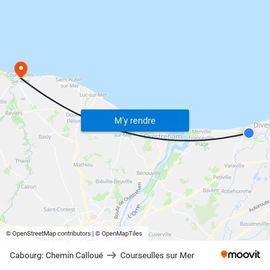 Cabourg: Chemin Calloué to Courseulles sur Mer map