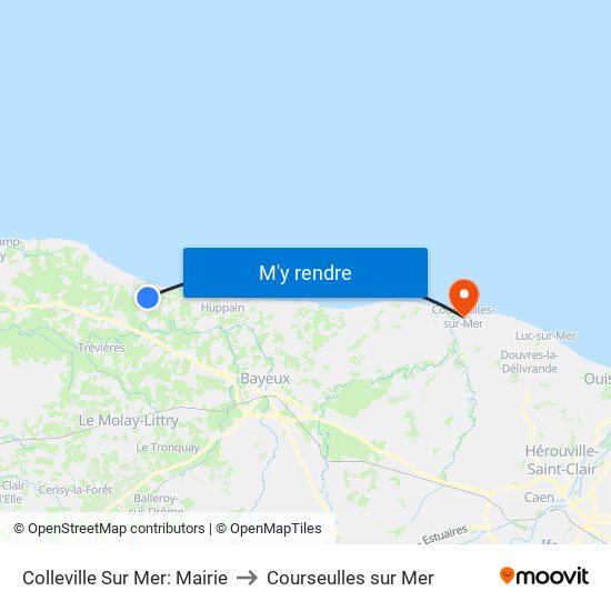 Colleville Sur Mer: Mairie to Courseulles sur Mer map