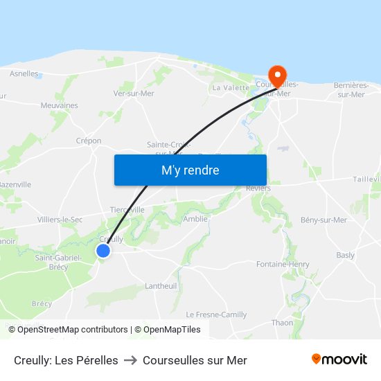 Creully: Les Pérelles to Courseulles sur Mer map