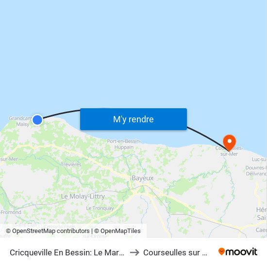 Cricqueville En Bessin: Le Marais to Courseulles sur Mer map