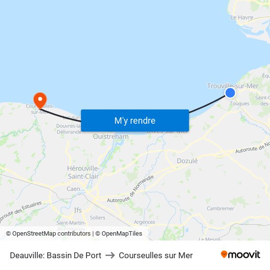 Deauville: Bassin De Port to Courseulles sur Mer map