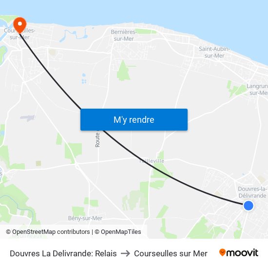 Douvres La Delivrande: Relais to Courseulles sur Mer map