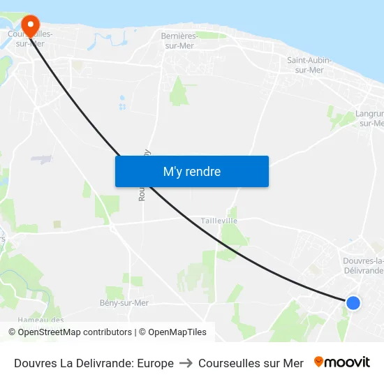 Douvres La Delivrande: Europe to Courseulles sur Mer map