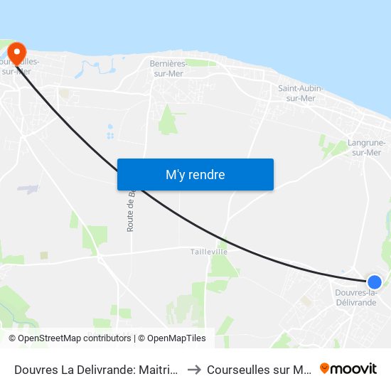 Douvres La Delivrande: Maitrise to Courseulles sur Mer map