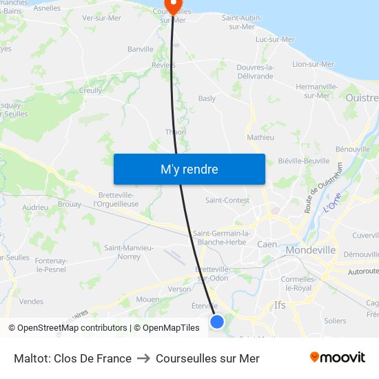 Maltot: Clos De France to Courseulles sur Mer map