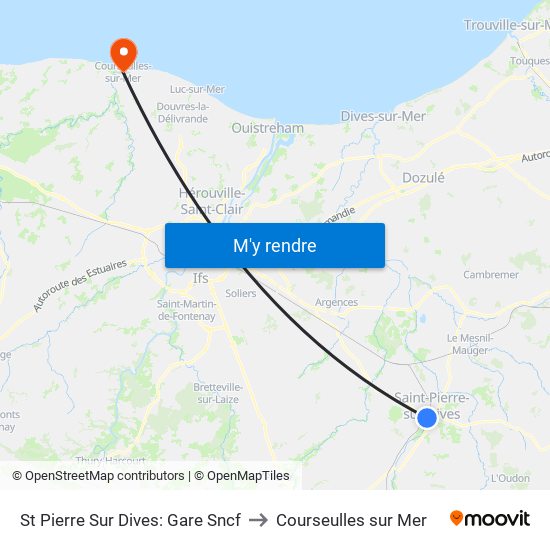 St Pierre Sur Dives: Gare Sncf to Courseulles sur Mer map