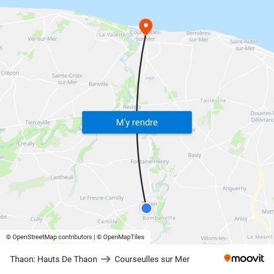 Thaon: Hauts De Thaon to Courseulles sur Mer map
