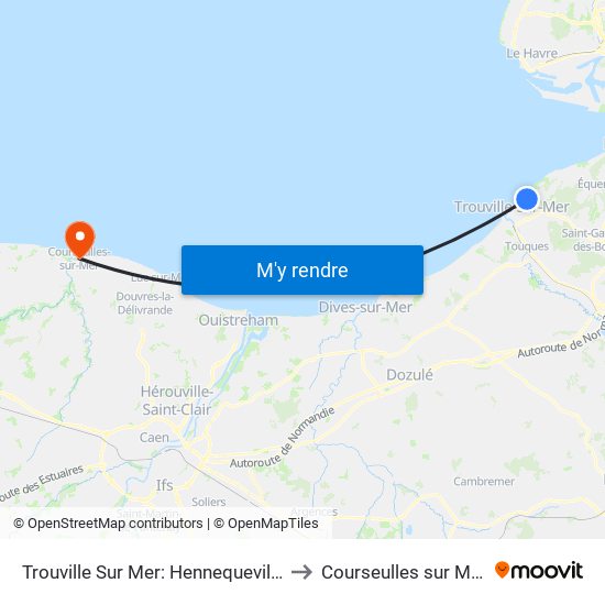 Trouville Sur Mer: Hennequeville to Courseulles sur Mer map