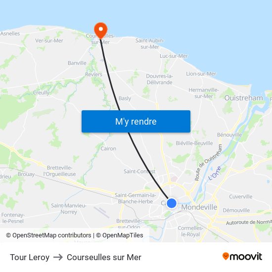 Tour Leroy to Courseulles sur Mer map