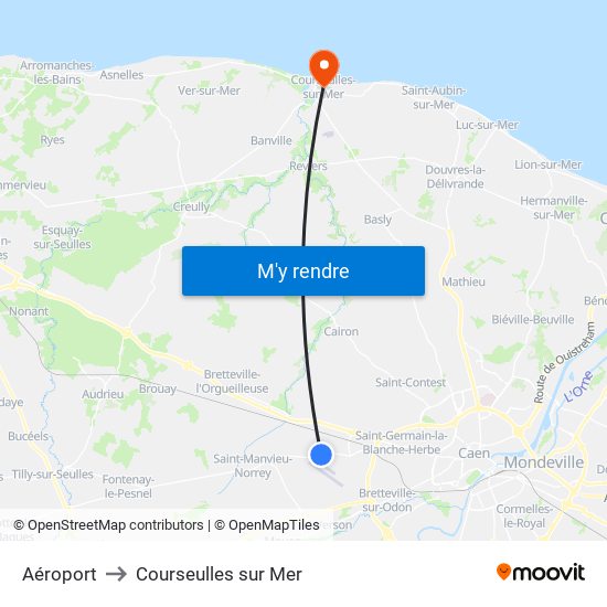 Aéroport to Courseulles sur Mer map