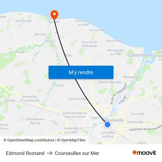 Edmond Rostand to Courseulles sur Mer map