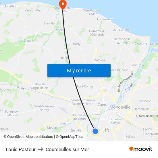 Louis Pasteur to Courseulles sur Mer map