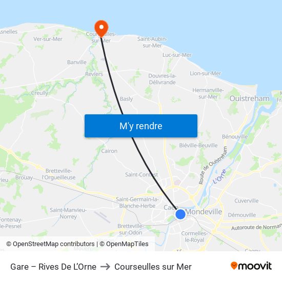 Gare – Rives De L’Orne to Courseulles sur Mer map