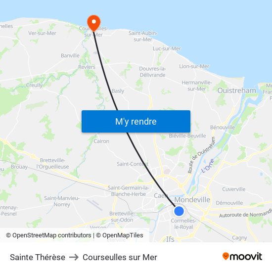 Sainte Thérèse to Courseulles sur Mer map