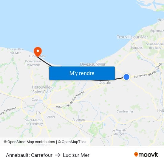 Annebault: Carrefour to Luc sur Mer map