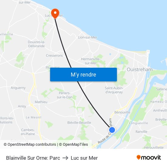 Blainville Sur Orne: Parc to Luc sur Mer map