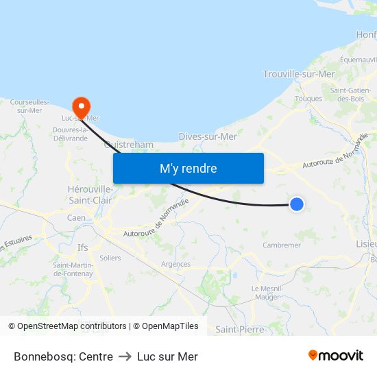 Bonnebosq: Centre to Luc sur Mer map