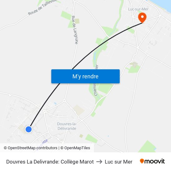 Douvres La Delivrande: Collège Marot to Luc sur Mer map