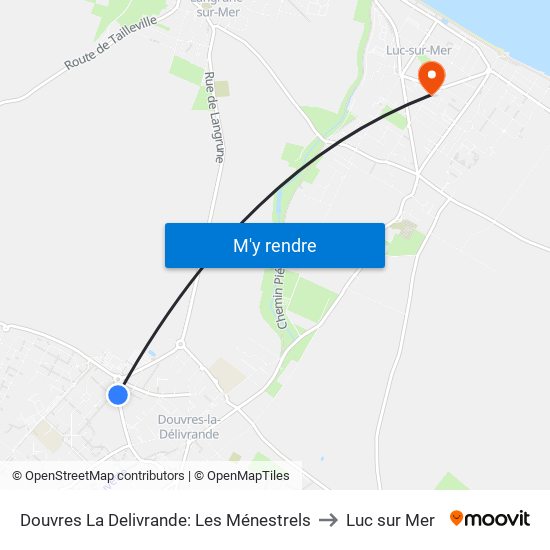 Douvres La Delivrande: Les Ménestrels to Luc sur Mer map