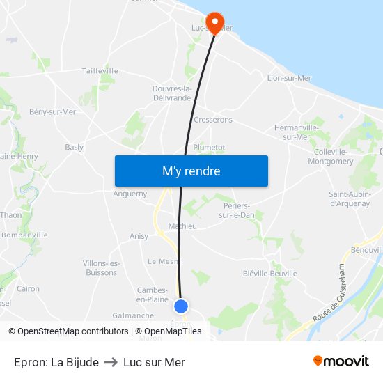Epron: La Bijude to Luc sur Mer map