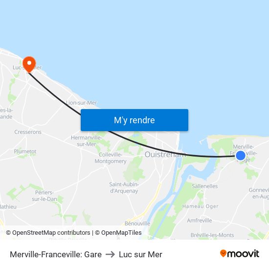 Merville-Franceville: Gare to Luc sur Mer map