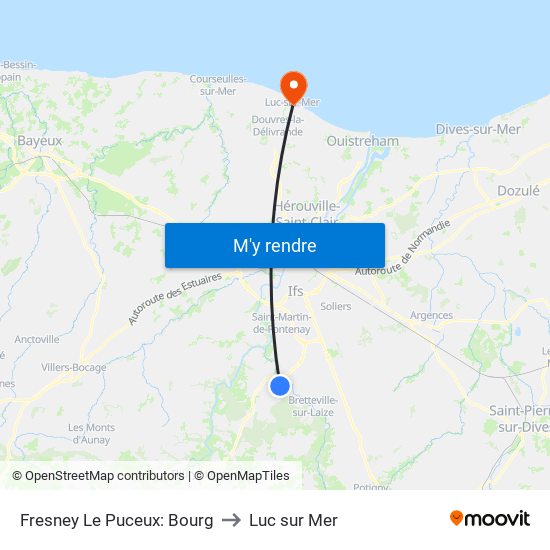 Fresney Le Puceux: Bourg to Luc sur Mer map