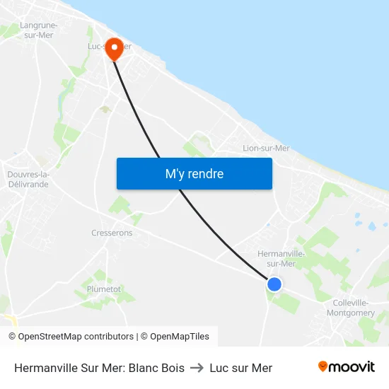 Hermanville Sur Mer: Blanc Bois to Luc sur Mer map