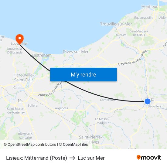 Lisieux: Mitterrand (Poste) to Luc sur Mer map