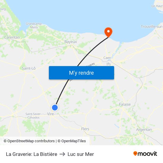 La Graverie: La Bistière to Luc sur Mer map