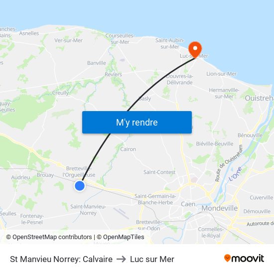 St Manvieu Norrey: Calvaire to Luc sur Mer map