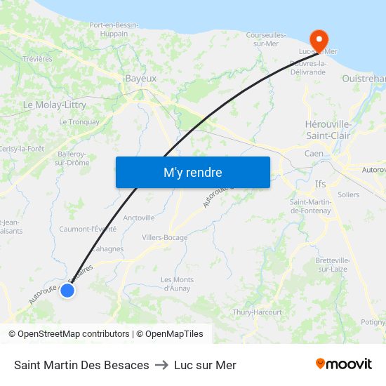 Saint Martin Des Besaces to Luc sur Mer map