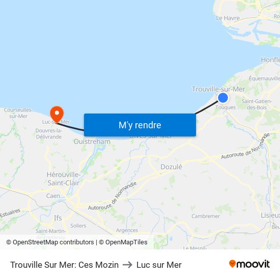 Trouville Sur Mer: Ces Mozin to Luc sur Mer map