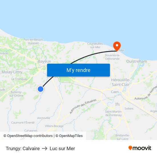 Trungy: Calvaire to Luc sur Mer map